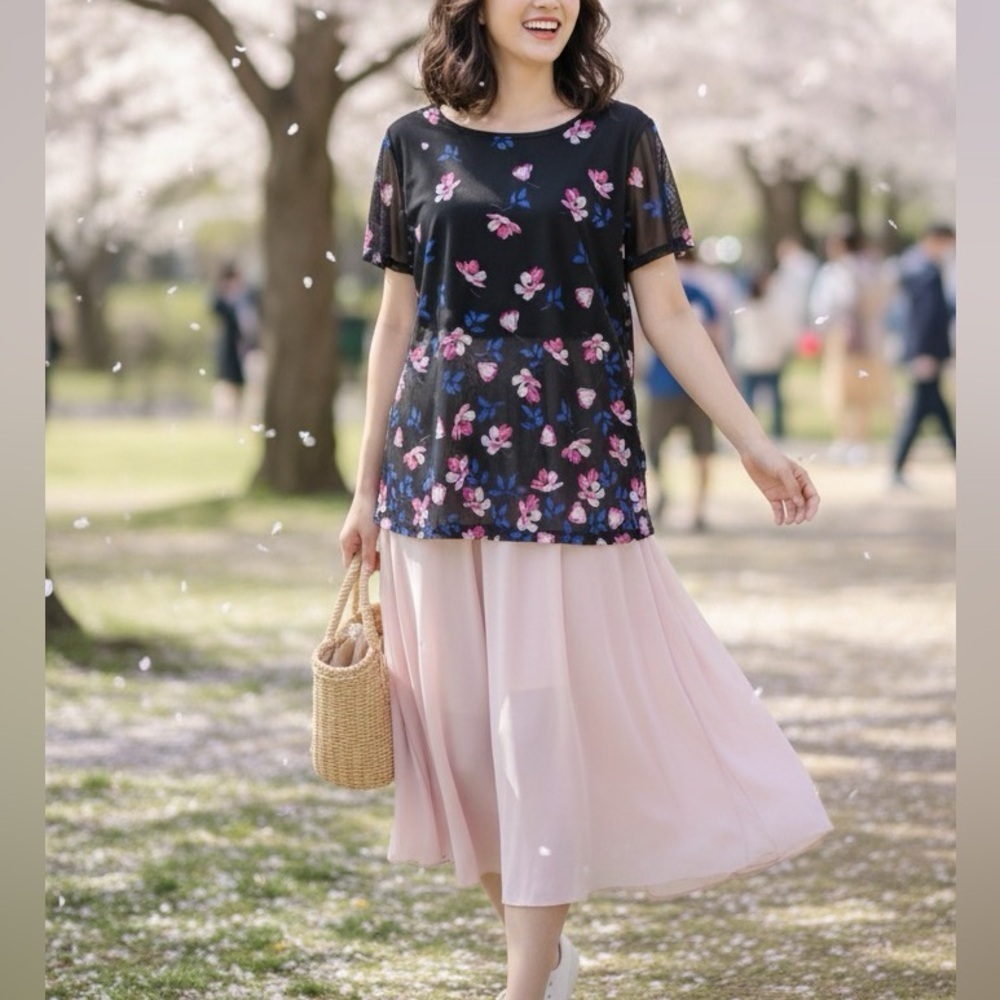 Calvin Klein Black Floral Mesh Tee